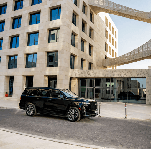 Luxury SUV in modern urban setting