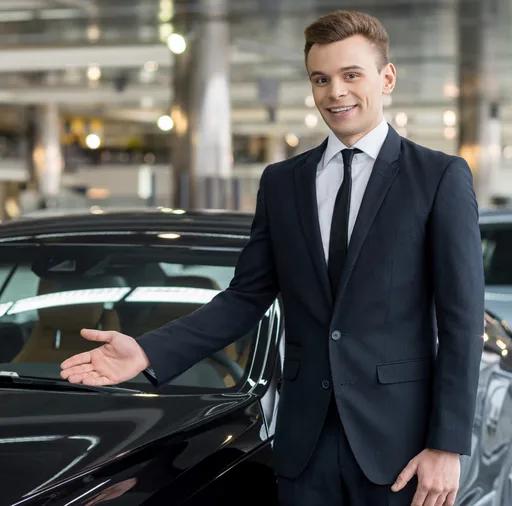 Professional chauffeur with luxury vehicle