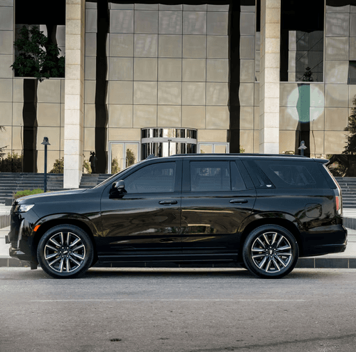 Luxury vehicle in contemporary architecture setting